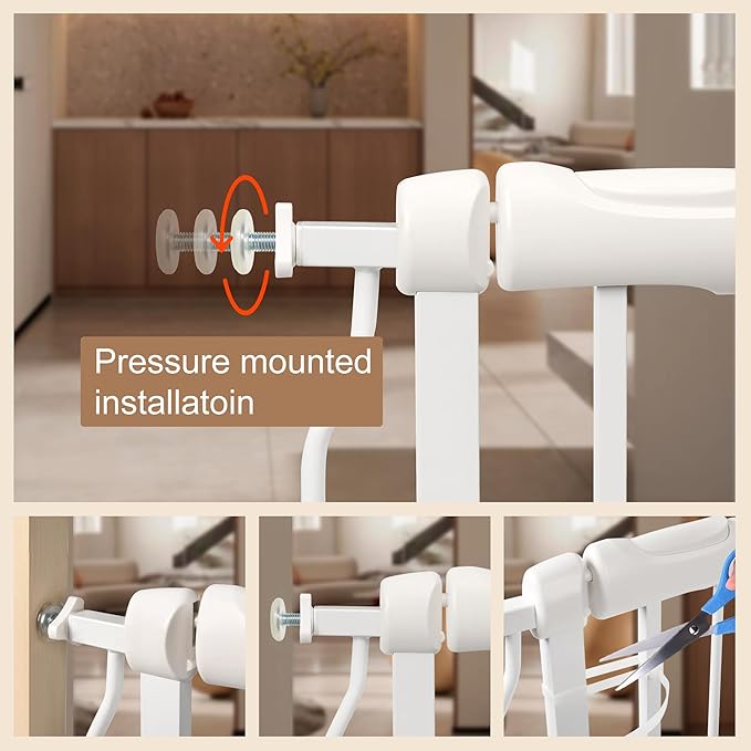 Extra Wide Baby Gate with Door Pressure Mounted 66.92-71.65 Inch,Child Baby Gates for Doorways No Drilling,Walk Through Dog Gate Indoor for The House Kitchen Stairs,White