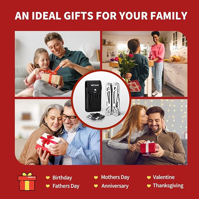 WETOLS Multitool with Pocket Knife, Birthday Gifts for Men Women Mom Dad, 21-in-1 Stainless Steel Pliers with Screwdrivers, Self-locking Multi tools with EDC Sheath, Ideal for Home, Camping, Survival