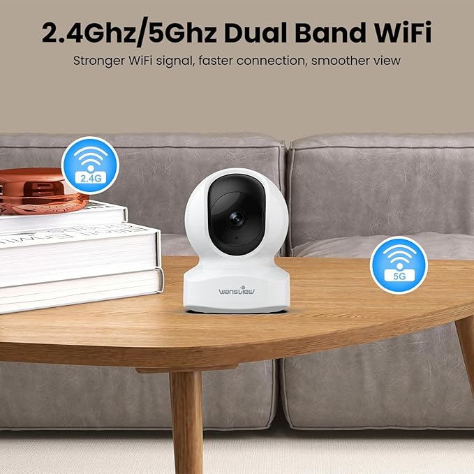 wansview Security Camera, IP Camera, WiFi Home Indoor Camera for Baby/Pet/Nanny, 2 Way Audio Night Vision, Compatible with Alexa, with TF Card Slot and Cloud, Q5 (White, 5MP)