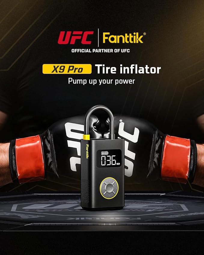 Fanttik X9 Pro Portable Tire Inflator for Compact Car, 1Min Fast Inflate Air Pump with Digital Tire Pressure Gauge, 150PSI Air Compressor for Car, Electric Bikes, Motorcycle, Ball, Deluxe Package