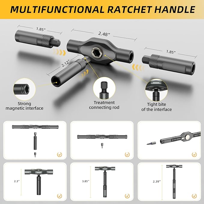 42 in 1 Magnetic Screwdriver Set with 40pcs Magnetic Bits, DIY Ratchet Screwdriver Set with Detachable Ratchet Handle, Portable Compact Repair Tool Kit for Furniture, Computer & Bicycle Repair
