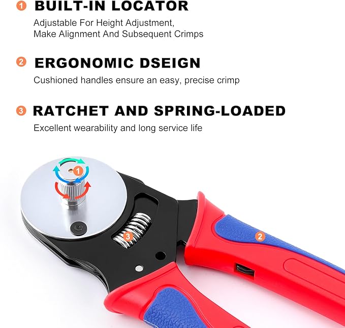 Newdeli Deutsch Crimp Tool Size 20 Deutsch Connector Tool 4 Way Indent 8 Impression Type Closed Barrel Crimper 20 22 AWG Solid Barrel Contact & Circular Connector Contacts Pin Crimping Tool