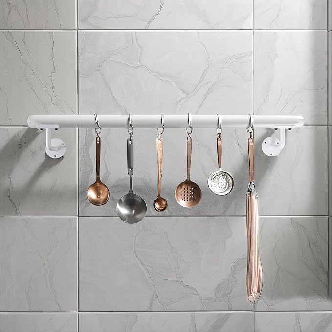 3 FT Heavy Duty Metal Stairs Railing Indoor White, Wall Mount Pipe Stair Handrail - Hand Rails for Indoor & Outdoor Steps, Banister Deck Porch Patio Railing, Wall Grab Bars for Seniors