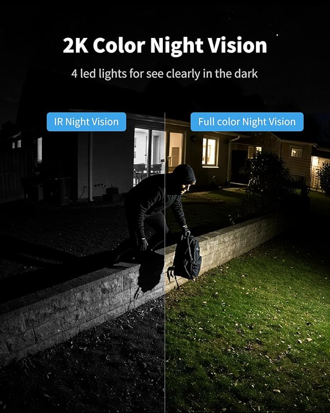 Aume Security Cameras Wireless Outdoor, Add-on Camera for Home Security System with 360° Panoramic View, Spotlight Night Vision, Able to Connect Homebase (not Included), No Subscription