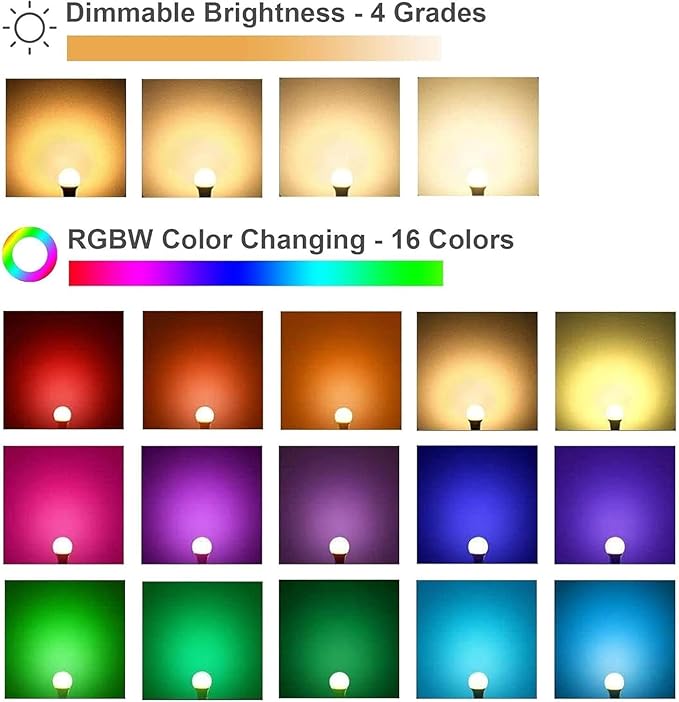 16 Million Colors LED RGBW Bulb, 50000 Hour Lifespan, 2700K-6500K Color Temperature, with Remote
