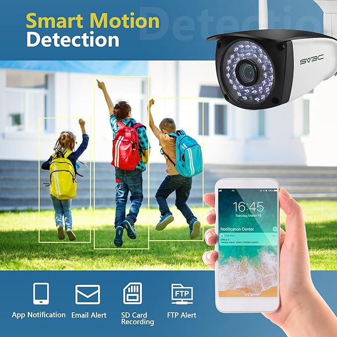 SV3C 5MP WiFi IP Camera Outdoor, Dual Band 2.4GHZ 5GHZ WiFi Security Cameras, Exterior Onvif Cam Support RTSP Browser Viewing, Human Motion Detection, Two-way Audio, IP66 Waterproof, SD Card Recording