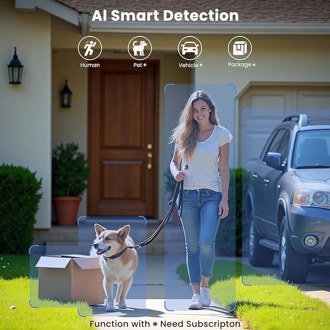 300° Pan Wireless Outdoor Security Camera, No Subscription Free 7-Day Cloud/SD, Free Human Detection, Magnetic Mount, Battery Powered Cam, 2.4G WiFi, 2K, Night Vision, 2-Way Talk, Home Security, IP65