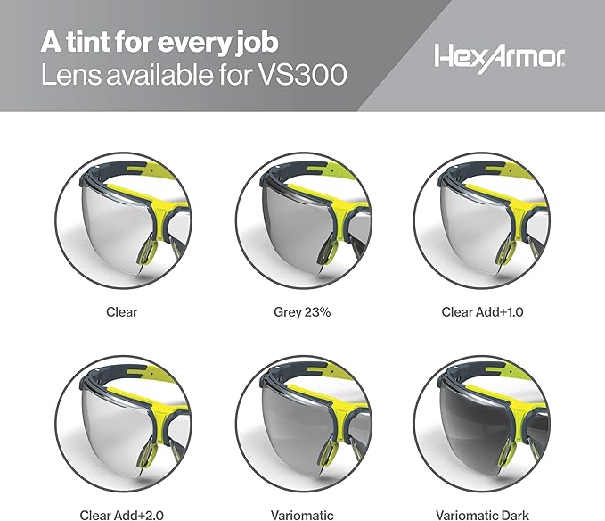 HexArmor VS300 Safety Glasses with Adjustable Side Arms Z87+ for Men and Women