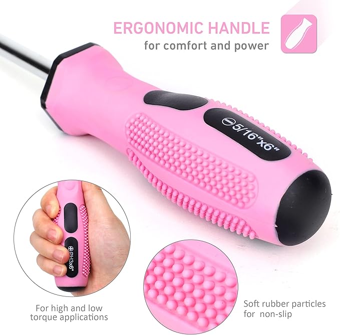 FASTPRO 12-Piece Pink Magnetic Screwdrivers Set with Slotted Phillips Screwdrivers and Precision Screwdrivers, Repair Tool Kit for Women with Storage Bag