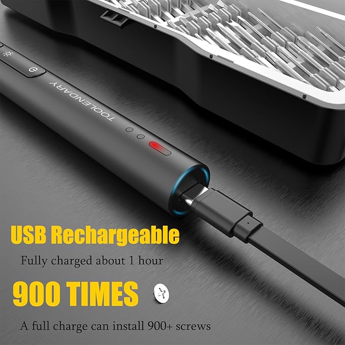 3.7V Electric Screwdriver Rechargeable, 55 in 1 Mini Precision Screwdriver Set, 48 Magnetic Bits, 3 Torque Settings, Small Electric Screwdriver Repair Tool Kit for PC RC Electronics