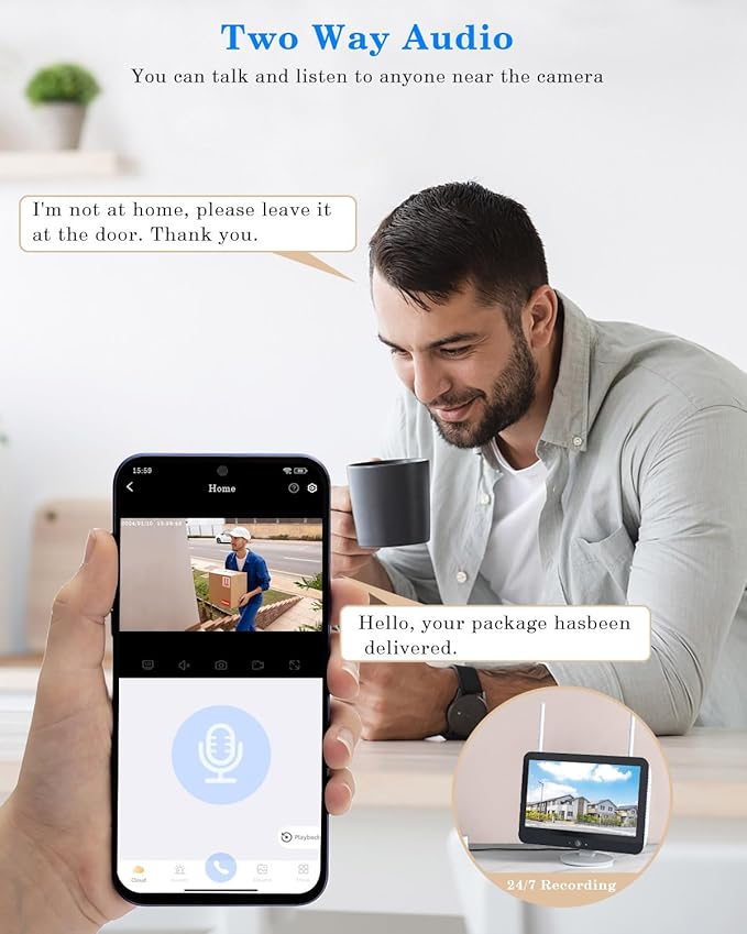 Security Camera System Outdoor Wireless for Home, ZHXINSD Dual Lens 6MP 10X Hybrid Zoom 360° Auto-Track 4 Cameras Set with 12.5" Monitor, 2.4/5G 10CH 4K NVR 24/7 Record Two-Way Audio Indoor 1TB HDD