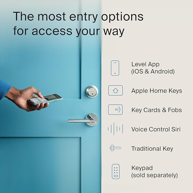 Level Lock+ Deadbolt Smart Lock - World's Smallest Smart Lock Plus Apple Home Keys - Level App for iOS & Android - Works with Apple Home (Matte Black)