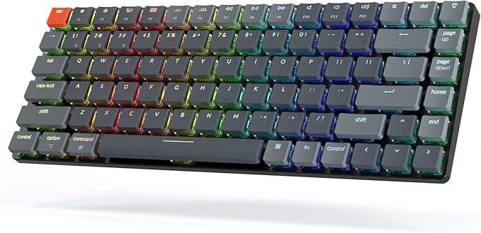 Keychron K3 Ultra-Slim 75% Layout RGB Backlit Wireless Bluetooth/Wired USB Mechanical Keyboard, Hot-Swappable Low-Profile Keychron Optical Brown Switch 84-Key Gaming Keyboard for Mac Windows-Version 2