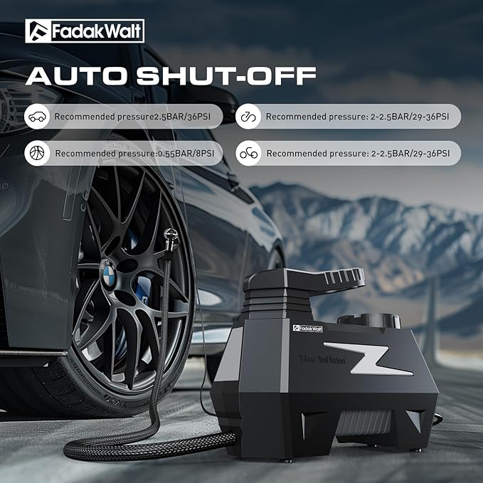 Tire Inflator Portable Air Compressor, DC 12V Tire Air Pump with LED and 150PSI Digital Pressure Gauge, Portable Tire Inflator for Car Tires, Motorcycles, Bike, Ball (Silver)