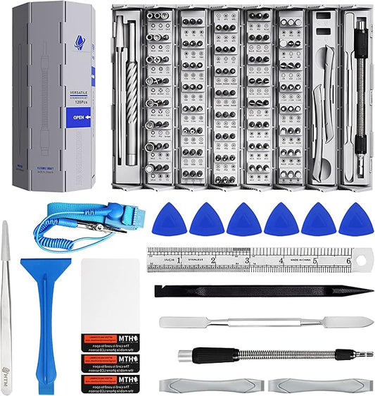 HengTianMei 141 in 1 Precision Screwdriver Set with Magnetic Driver Kit Professional Electronics Repair Tool Kit for Computer, PC, Mac-Book, Laptop, Tablet, iPhone, Xbox, Game Console (H1128-B)