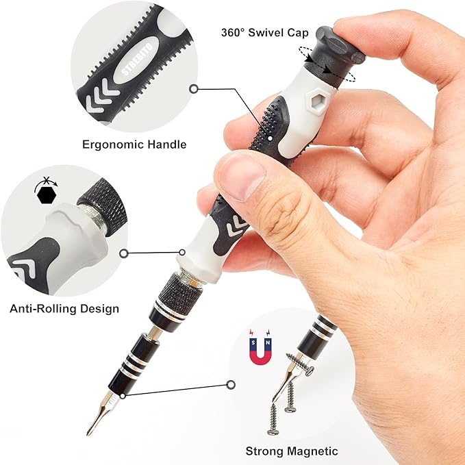 STREBITO Precision Screwdriver Set 124-Piece Electronics Tool Kit with 101 Bits Magnetic Screwdriver Set for Computer, Laptop, Cell Phone, PC, MacBook, iPhone, Nintendo, PS4, PS5, Xbox Repair