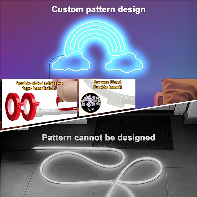 Cozylady RGB Neon LED Rope Lights, Waterproof Bluetooth APP Remote Control Music Sync Strip Lights, 24V Flexible DIY Silicone Light for Bedroom Home Indoor Outdoor Decor (15M/50Ft)