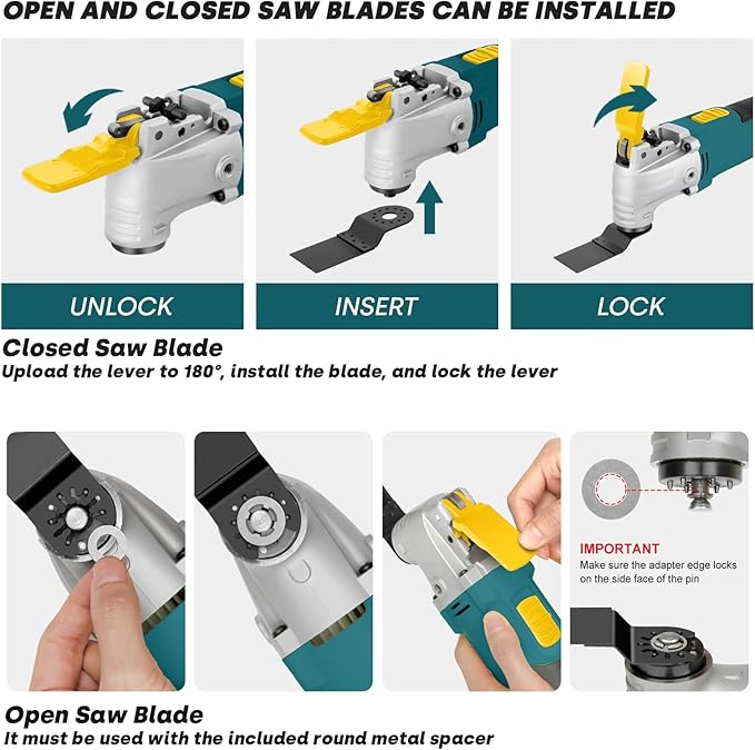 Enventor Multi Tool Saw, 2.5Amp Electric Oscillating Tool Kit Corded with 28pcs Saw Accessories, 6 Variable Speeds, 3° Oscillating Angle Oscillating Saw for Cutting, Scraping, Sanding