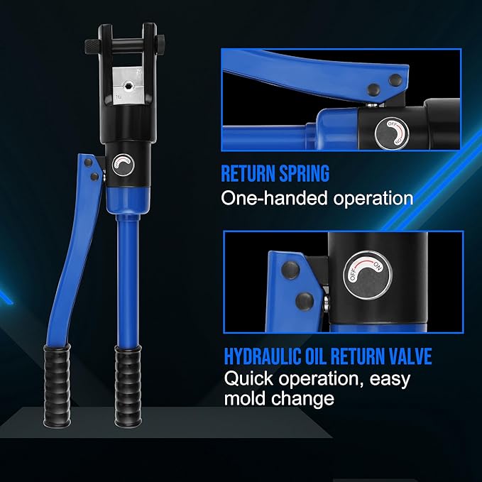 LICHAMP 16 Packs Hydraulic Cable Lug Tool with durable case, 6 AWG to 4/0 AWG Battery Cable Crimping Tool WIRE Terminal Crimper Set, 1203BL