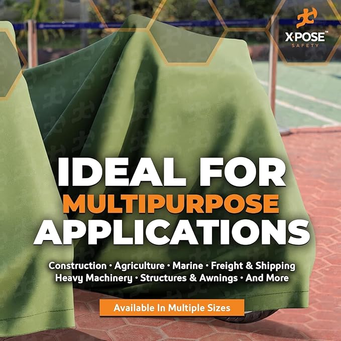 Xpose Safety Canvas Tarp - 10oz Green Canvas Tarps Heavy Duty Water Resistant with Brass Grommets- Multipurpose Outdoor Tarpaulin for Camping, Canopy, Trailer, Equipment Cover 8' x 10' (2 Pack)