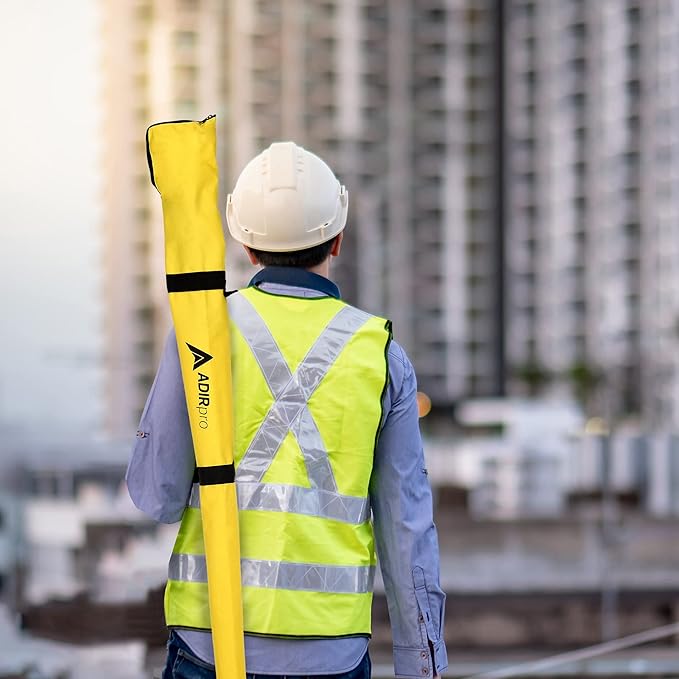 AdirPro Aluminum GPS Rover Rod – 2m 2-Piece Design GPS Pole for Land Surveying & Engineering – RTK GPS/GNSS Accessory – Includes Level Vial & Carrying Case (Yellow)