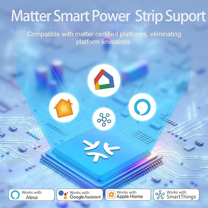 XENON Matter Smart Power Outlet, USB C Power Strip 20W, Siri, Alexa, and Google Home Support, with Remote Control, Timer, and Scheduler Features, Remote Adjustment and Viewing via Mobile App Interface