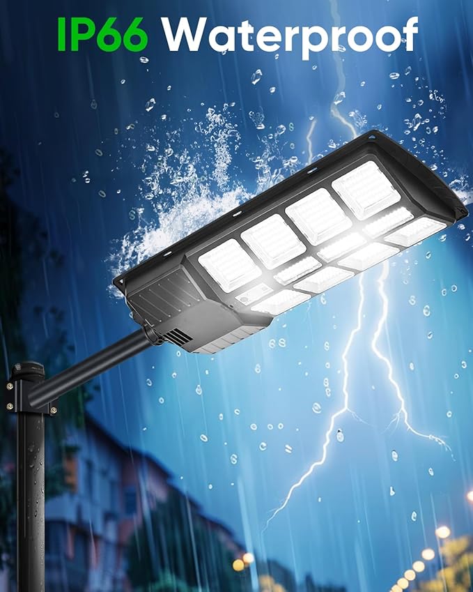 2000W Solar Street Lights Outdoor 20000LM 380PCS LED Commercial Parking Lot Lights Dusk to Dawn Waterproof Solar Security Flood Lights with Motion Sensor and Remote for Yard Warehouse Garage Driveway