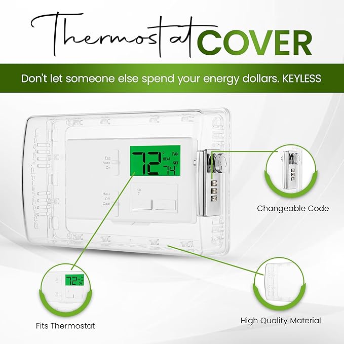 StatGuardPlus XL2 Universal Thermostat Cover with Combination Lock, Clear Thermostat Lock Box Includes Wall-Cover for Clean Look (Fits thermostats 4.5 x 7 x 2.5). Keyless Too.