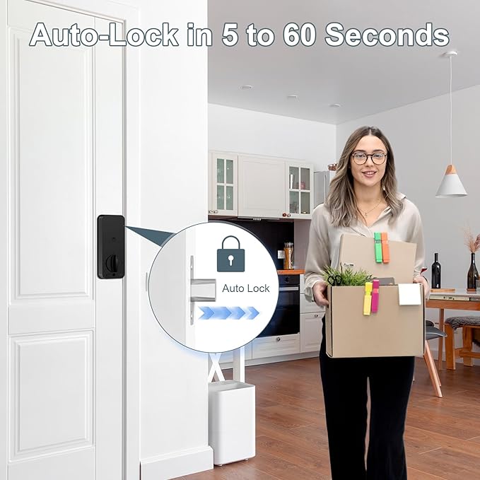 Smart Door Lock Fingerprint Deadbolt, Keyless Entry Door Lock with App Control, Digital Electronic Keypad Touchscreen Code Auto Lock, Biometric Smart Locks for Front Door (Black)