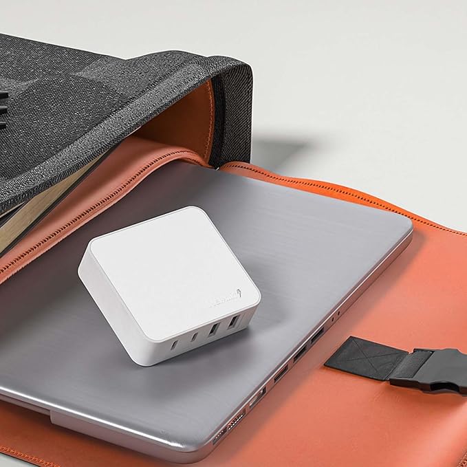 Nekmit Flat USB Wall Charger, 65W GaN Fast Charging USB C Charger Block, Dual USB Ports Wall Plug Power Adapter for iPhone 15 Pro Max/iPad Pro and More, White