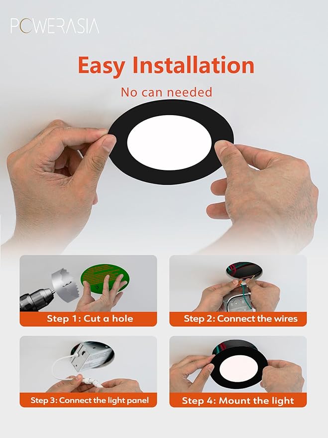 12 Pack Recessed Lighting 4 Inch with Junction Box, 5CCT 4 Inch Black LED Recessed Lights Dimmable 2700K/3000K/4000K/5000K/6000K, 9W 700lm Ultra Thin Recessed Lighting - ETL and Energy Star Certified
