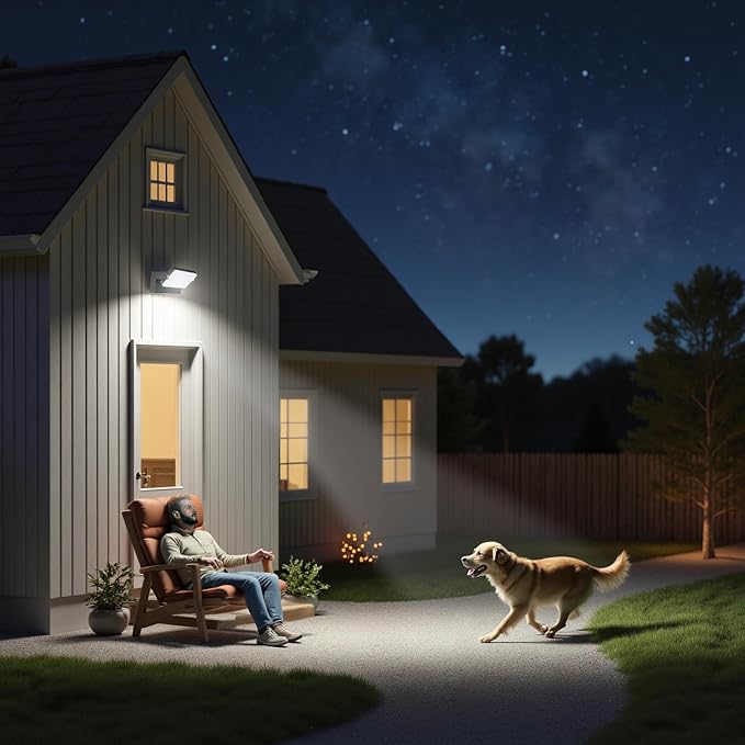 60W LED Outdoor Wall Light – 360° Adjustable Head, Motion Sensor, Color Temperature Adjustable (3000K/4000K/6500K) Waterproof Security Lighting for Garage, Porch & Yard