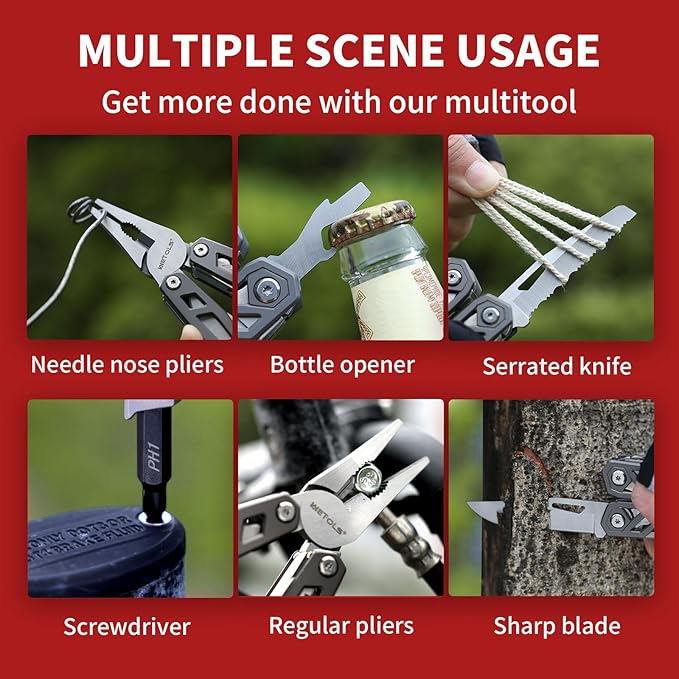 Gifts for Men Him Dad, WETOLS 21-in-1 Multitools with Pocket Knife, Stainless Steel Self-locking Pliers with 8 Screwdriver Bits, Multi Tool Camping Gear, EDC Knife with Pouch for Outdoor Survival