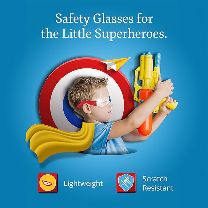 Aqulius Kids Safety Glasses & Goggles - 24 Pack, Kids Size, Assorted Colors - ANSI Z87 Rated Protective Eyewear - Science Party Supplies & Youth Safety Glasses