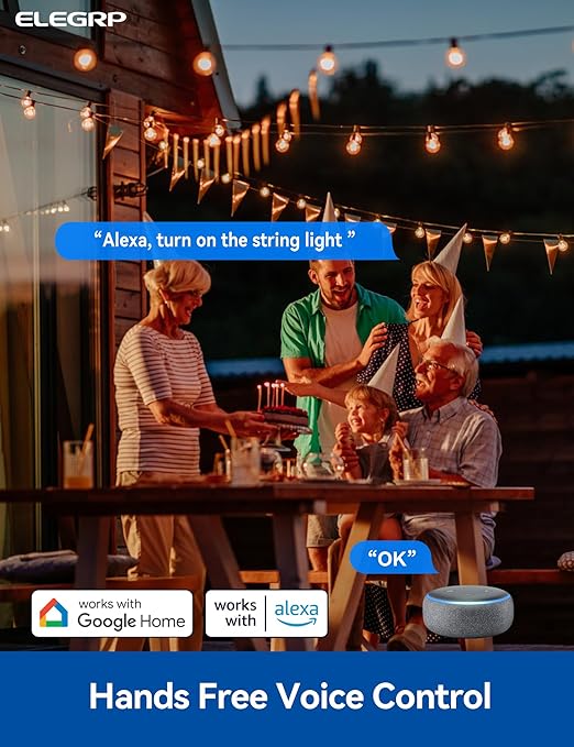 ELEGRP PQR20 Outdoor Smart Plug Waterproof IP66, WiFi Plug with 2 Individually Sockets, Compatible with Alexa & Google Assistant, Smart Outdoor Outlet for String Lights, UL Certified, 1 Pack, Grey