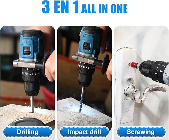 20V Max Cordless Hammer Drill, 1/2" Keyless All Metal Chuck Brushless Impact Drill, Compact Driver Drills for Metal, Wood, Thick Concrete -JOVANT (2 Batteries)