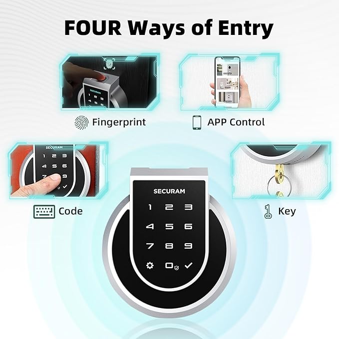 Touch Fingerprint Smart Lock, Keyless Entry Door Lock for Front Door, WiFi Door Lock, App Remote Control, Voice Control via Alexa or Google, Silver