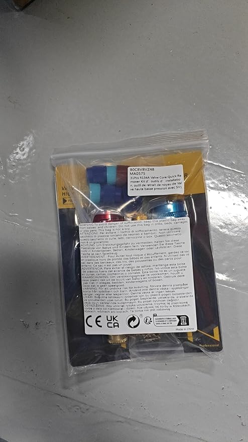 31Pcs R134A Valve Core Quick Remover Installer Tool Set, High Low Pressure AC Valve Core Removal Tool with R134A Valve Core AC Service Port Cap Valve Stem Kit for Refrigerant Air Conditioner System