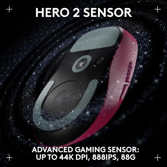 Logitech PRO X Superlight 2 DEX Wireless Gaming Mouse, Pink | Lightweight, Hero 2 Sensor, 44k DPI, 5 Programmable Buttons, Lightspeed Wireless, Right Hand, PC/Mac | Signature Series Charging Dock