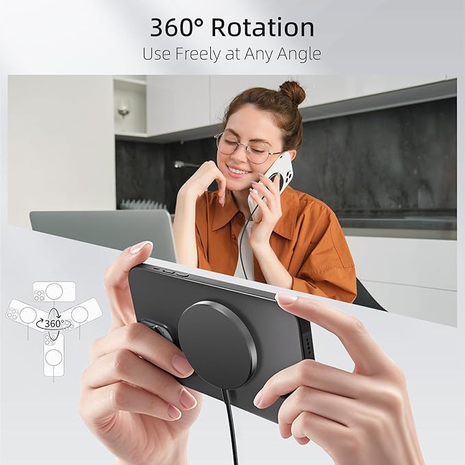 Magnetic Wireless Charger Charging Pad: 15W Qi Fast Portable for iPhone 16e 16 15 14 13 12 Series & AirPods 4 3 2 Pro - Google Pixel 10 Series & Galaxy S25 Qi2 Ready - USB-C/A Dual Ports, 3 Pack Black