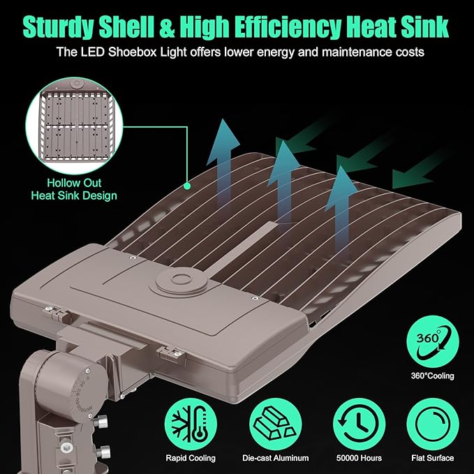 BBESTLED 480 Volt Commercial Parking lot LED Lights 240W 33600LM 5000K IP65 DLC Listed, 450V LED Stadium Flood Light for Street Industries Roadways, 347V LED Pole Light Slip Fitter (277-480VAC Input)