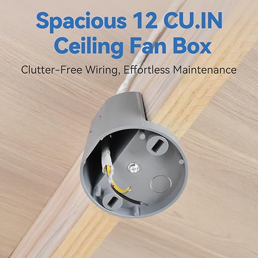Ceiling Fan Box, Non-Metallic Side Mount Box with Cover, 12 Cu.in, UL Listed, 6-Pack