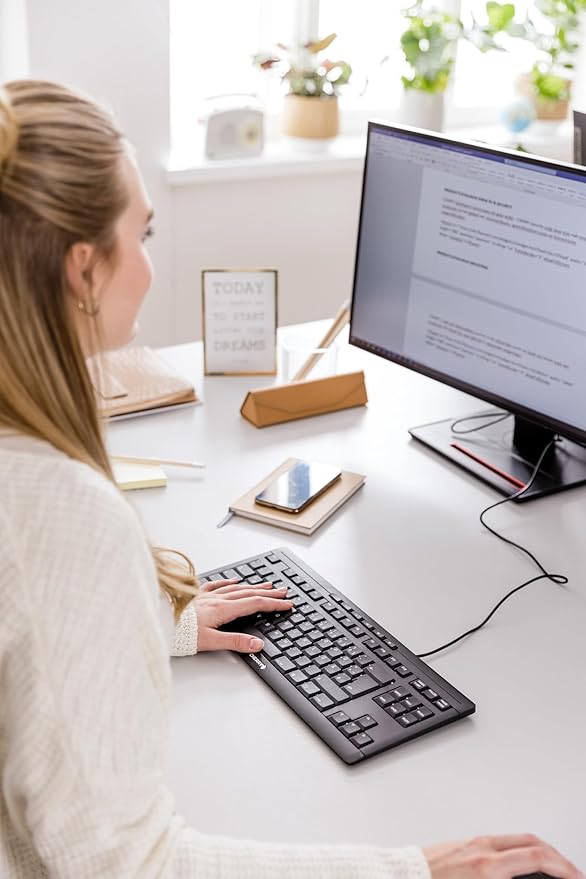 Cherry Stream Keyboard TKL Wired USB Keyboard TenKeyLess Compact Version Without Number Pad. Super Silent Keystroke. Ideal for Office and Industrial Use. White