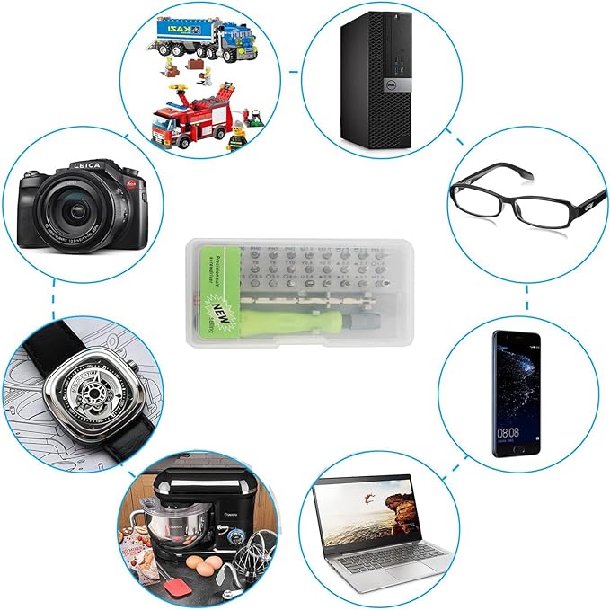 Buspoll Mini Screwdriver Set, Magnetic Precision Screwdrivers Bit Set (Star, Y, Torx, Triangle, Phillips, Slotted, U, Hex Heads) Repair Tools Kit for Glasses Laptop Phone Watch Toys