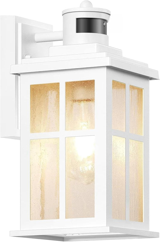 VIANIS Motion Sensor Porch Lights Outdoor, White Outside Wall Lights Dusk to Dawn, Outdoor Wall Sconce Lantern, 100% Aluminum Exterior Lighting Fixtures Wall Mount for House, Garden, Patio, Entryway