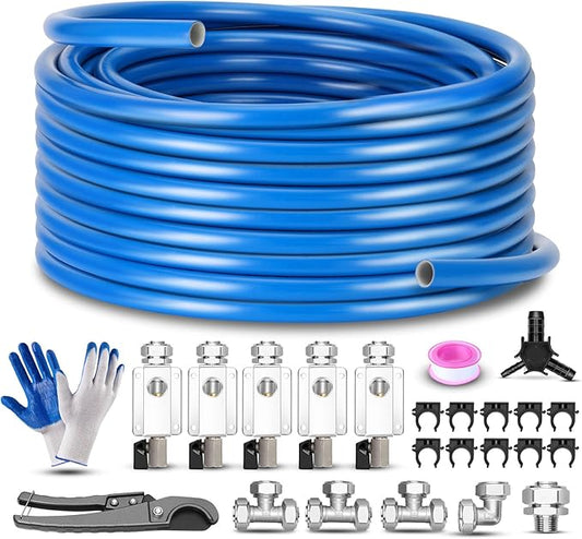Howaoo 3/4" x 200ft Compressed Air Line Kit, Shop/Garage HDPE-Aluminum Air Line Kit for Compressor, Leak-Proof & Easy to Install