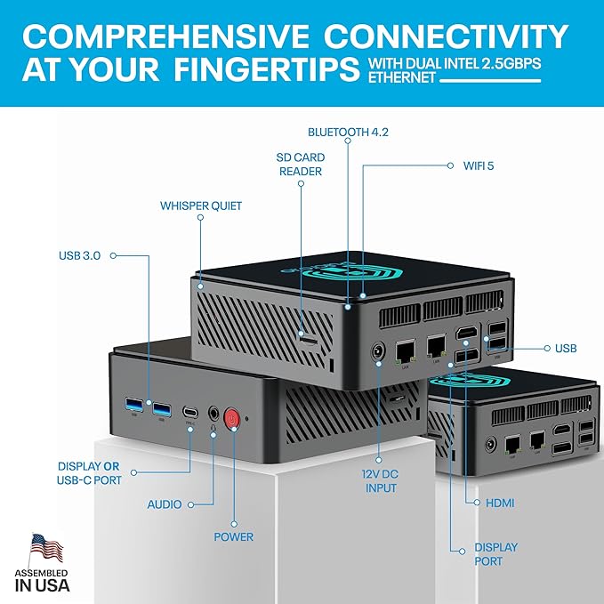 Home Assistant | Pulcro TK Two Mini PC | N100 CPU, 16GB DDR4 RAM, 512GB M2 SSD, 4K HDMI+DisplayPort+USB Support, 4X USB, 2.5Gbps Ethernet, WiFi, BT | Smart Home Automation Hub