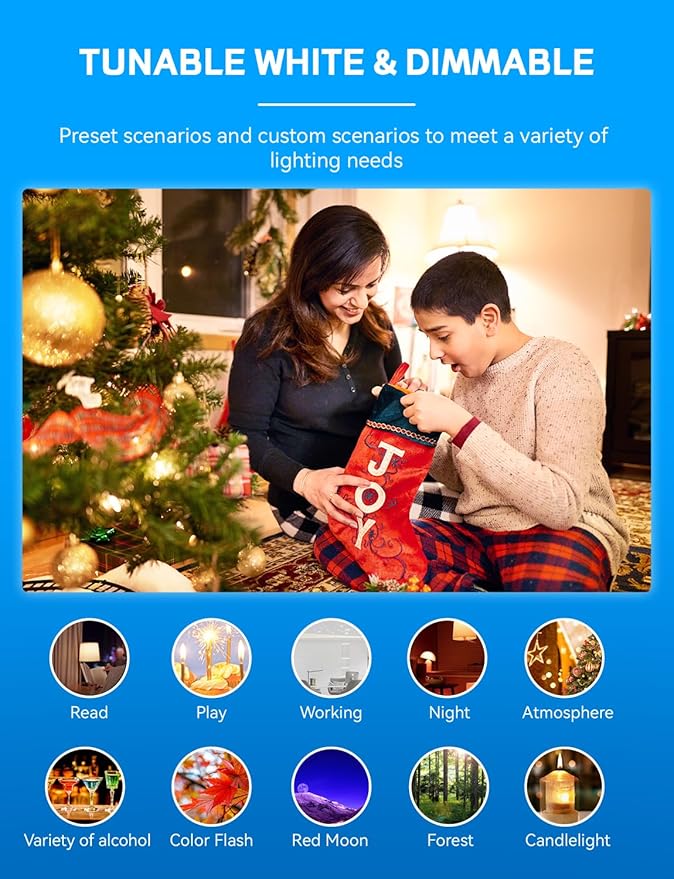 Smart Light Bulbs 4Pack with Remote, A19 E26 800LM LED Color Changing Light Bulb, WiFi & Bluetooth 5.0, Warm to Cool White, Dimmable, RGB Smart Home Lighting Work with Alexa Google Assistant