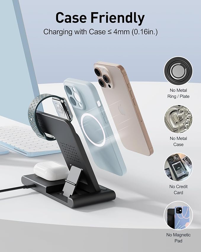 2025 Traveling Portable Wireless Fast Charger for Apple & Android Charging Station,3 in 1 Charging for iPhone 17 16 15 14 13 12,Apple Watch Series & Air pods 4 3 2 Pro,Samsung Galaxy-Gifts for Family