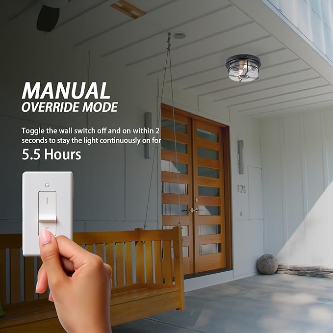 Motion Sensor Outdoor Flush Mount Ceiling Light - Sleek Round Exterior with Seeded Clear Glass - Perfect for Front Porch, Garage, Entryway